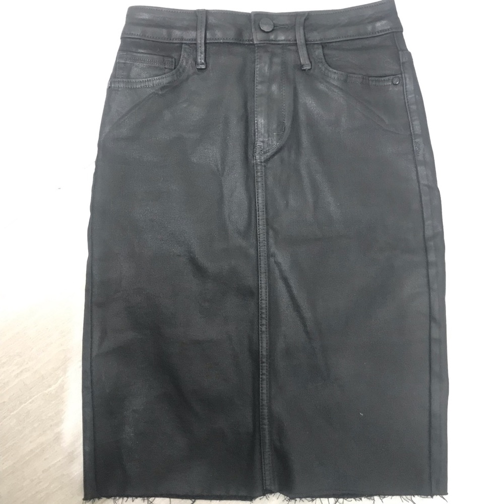 Sam Edelman Black Grunge Midi Pencil Denim Skirt Riley Sz XS